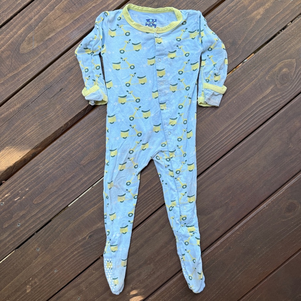 Kickee Pants - Yellow Scooter Footie